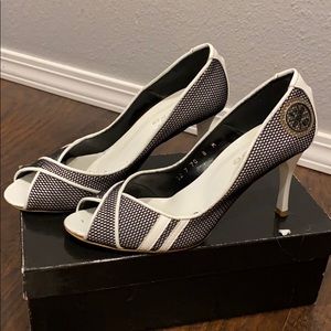 Bebe black and white heels.